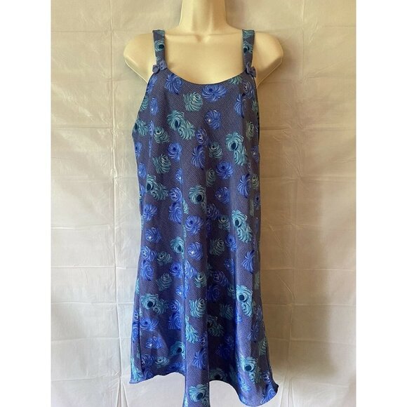 Y2K Contessa Di Roma  Lounge Set‎ L Kimono Robe Sleeveless Dress Blue Floral VTG - Picture 3 of 12